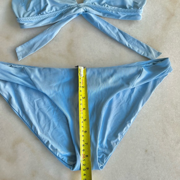 SALE! $12! Sky Blue Bikini Swimsuit Set Triangle Bra Top Full Coverage Bottom - Picture 3 of 10